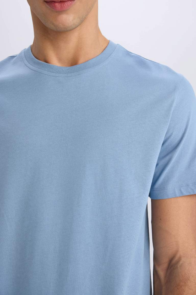 New Regular Fit Crew Neck Basic Short Sleeve T-Shirt