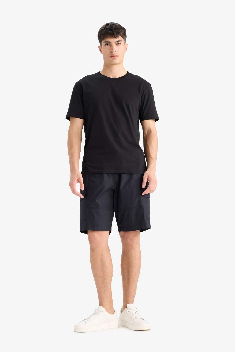 %100 Pamuk New Regular Fit Bisiklet Yaka Basic Düz Kısa Kollu Tişört