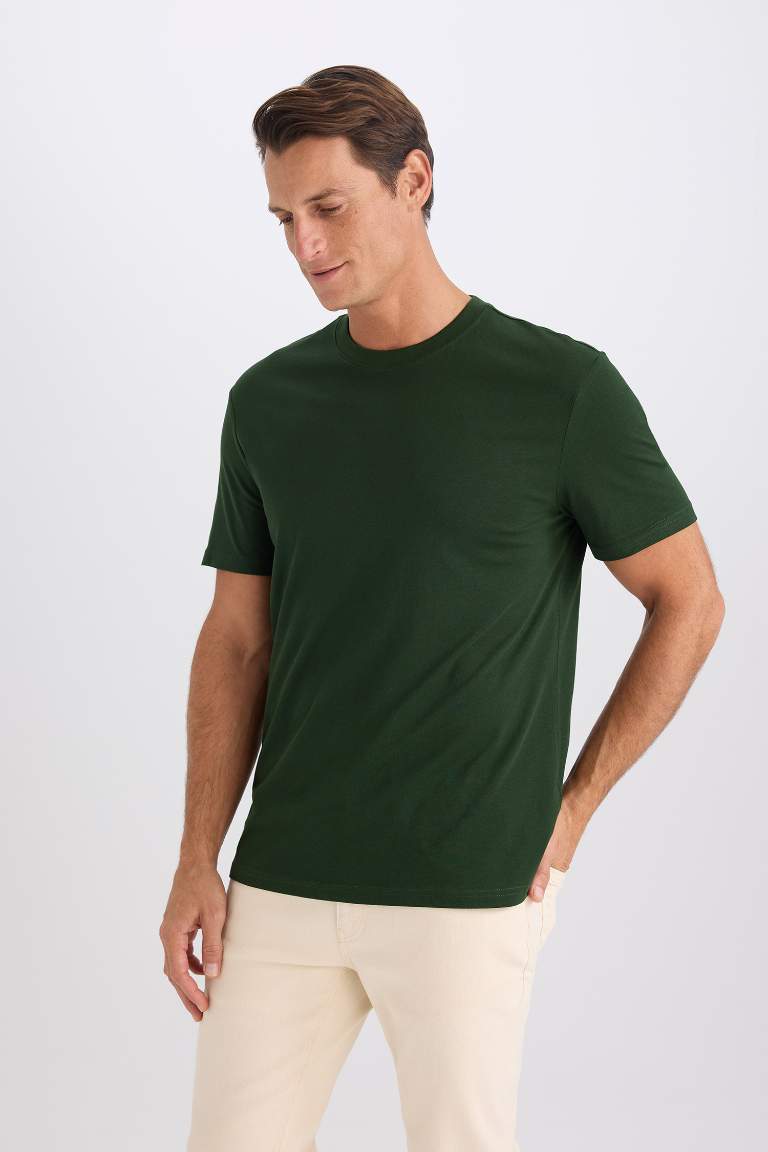 New Regular Fit Crew Neck Basic Short Sleeve T-Shirt