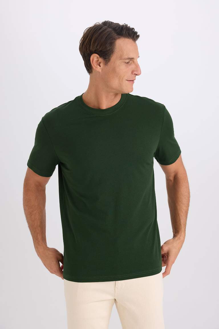 New Regular Fit Crew Neck Basic Short Sleeve T-Shirt