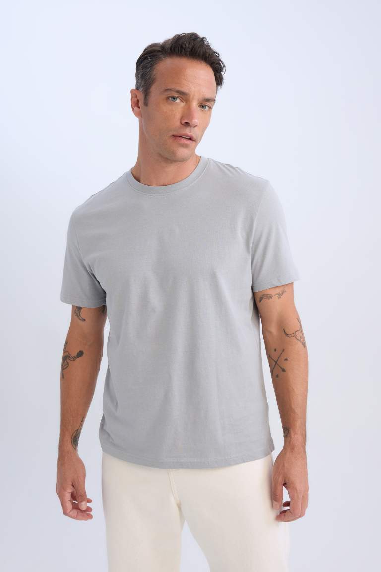 New Regular Fit Crew Neck Basic Short Sleeve T-Shirt