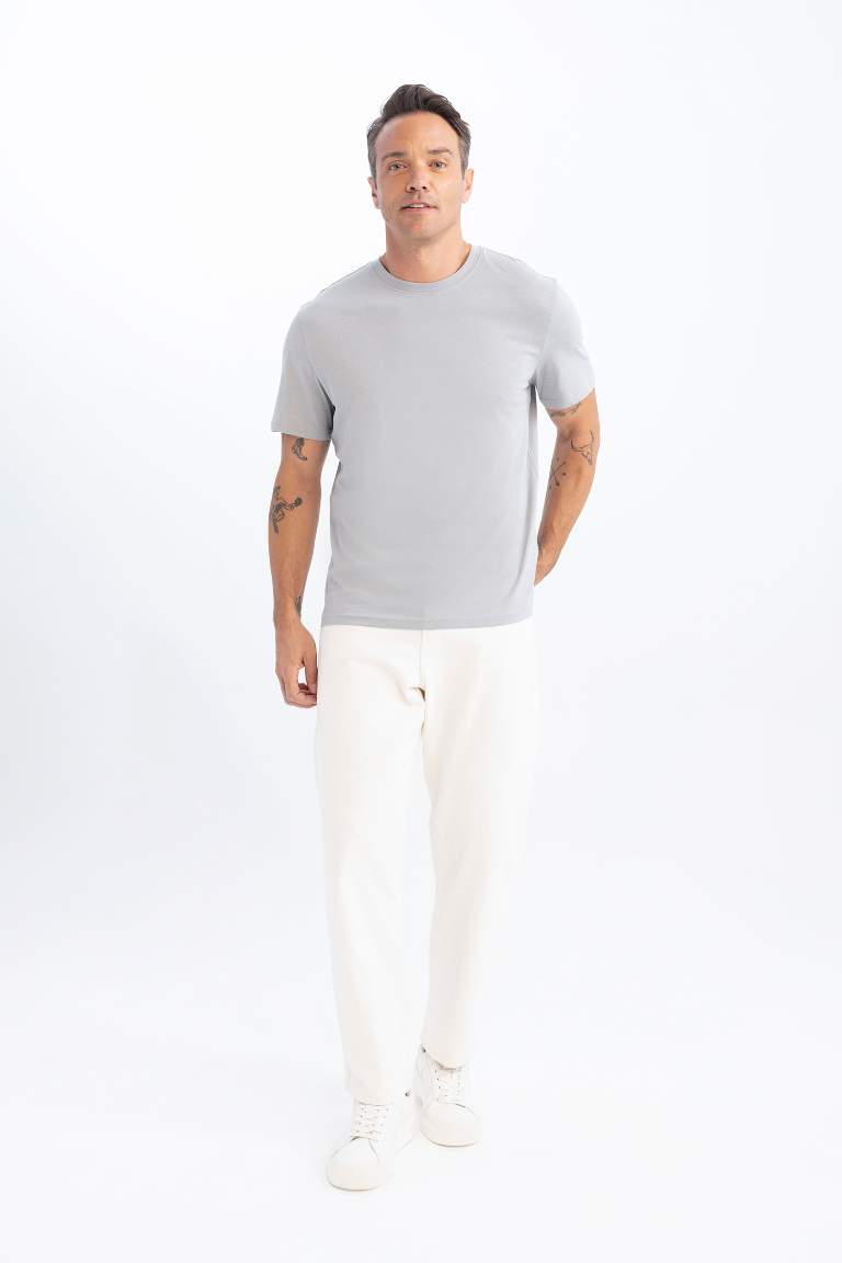 New Regular Fit Crew Neck Basic Short Sleeve T-Shirt