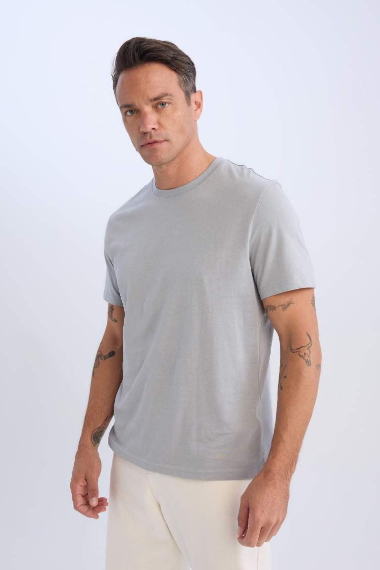 New Regular Fit Crew Neck Basic Short Sleeve T-Shirt