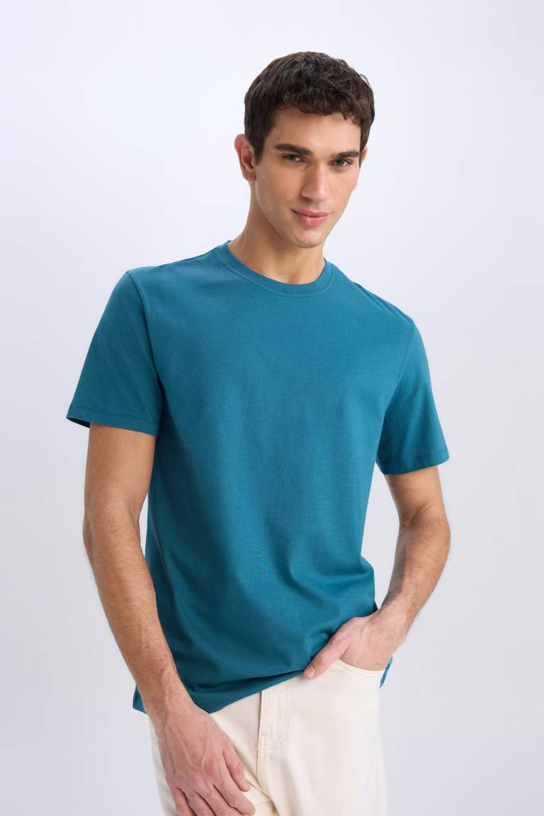 New Regular Fit Crew Neck Basic T-Shirt