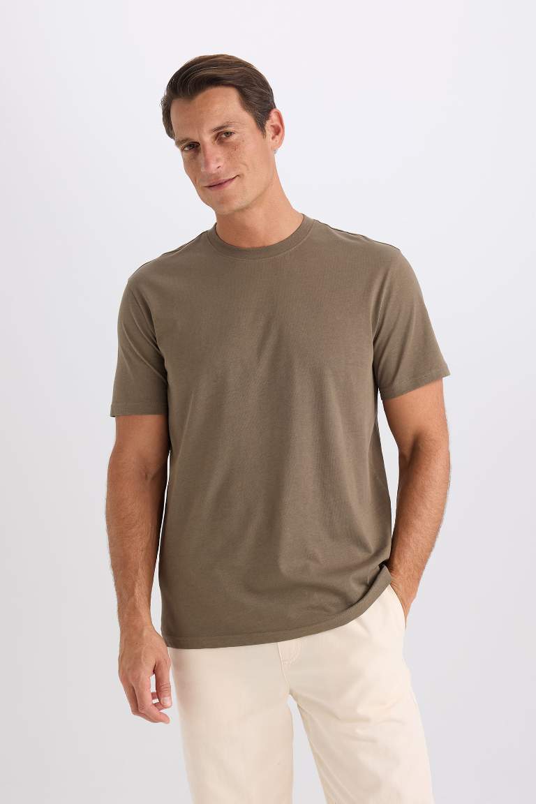 New Regular Fit Crew Neck Basic Short Sleeve T-Shirt