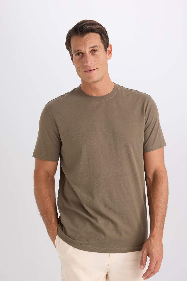 New Regular Fit Crew Neck Basic Short Sleeve T-Shirt