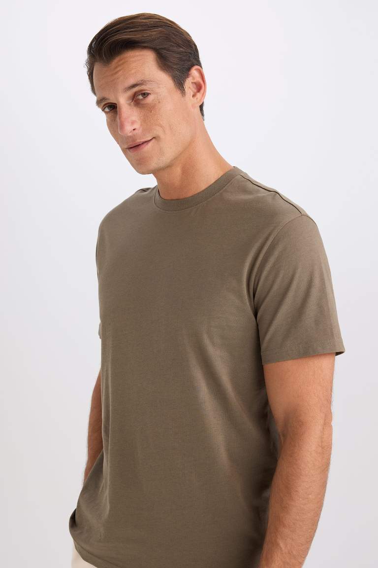 New Regular Fit Crew Neck Basic Short Sleeve T-Shirt