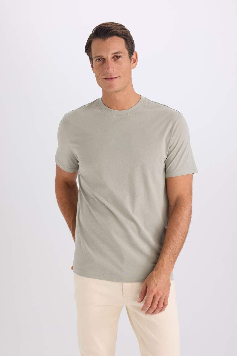 New Regular Fit Crew Neck Basic Short Sleeve T-Shirt