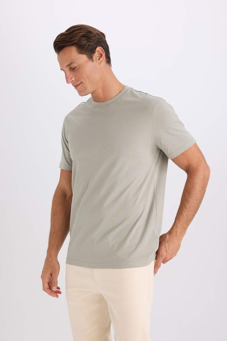 New Regular Fit Crew Neck Basic Short Sleeve T-Shirt