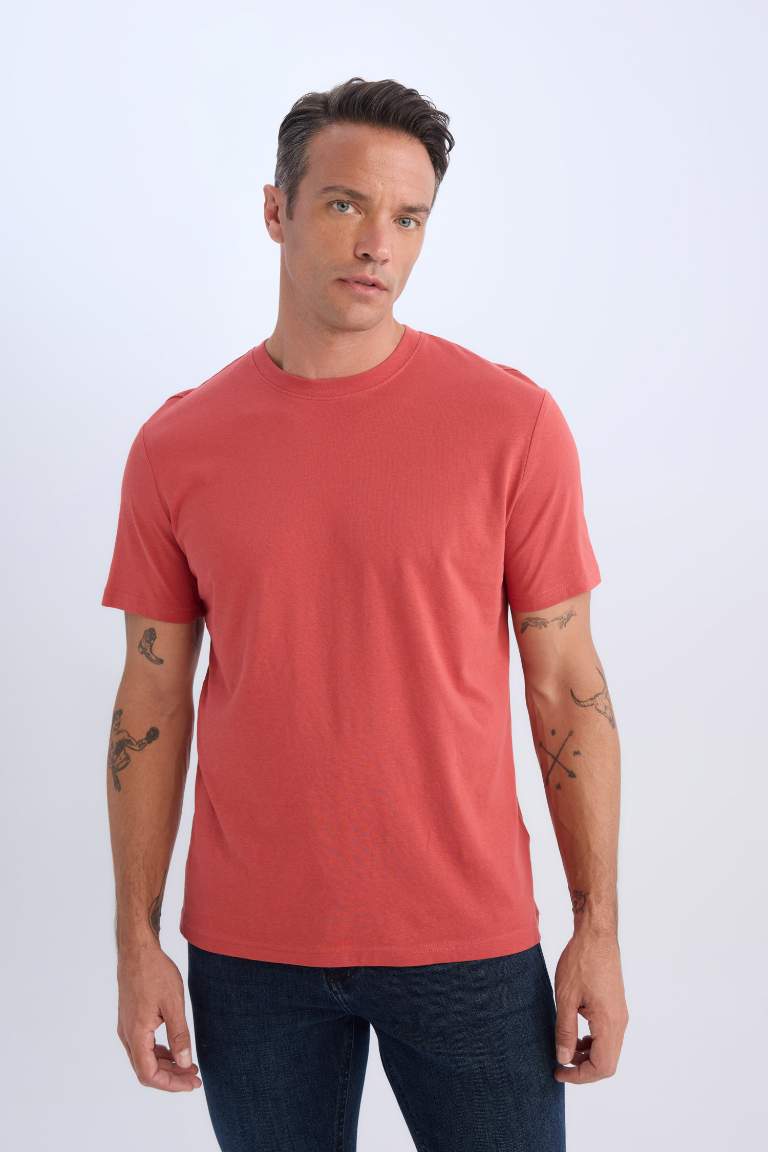 New Regular Fit Crew Neck Basic Short Sleeve T-Shirt