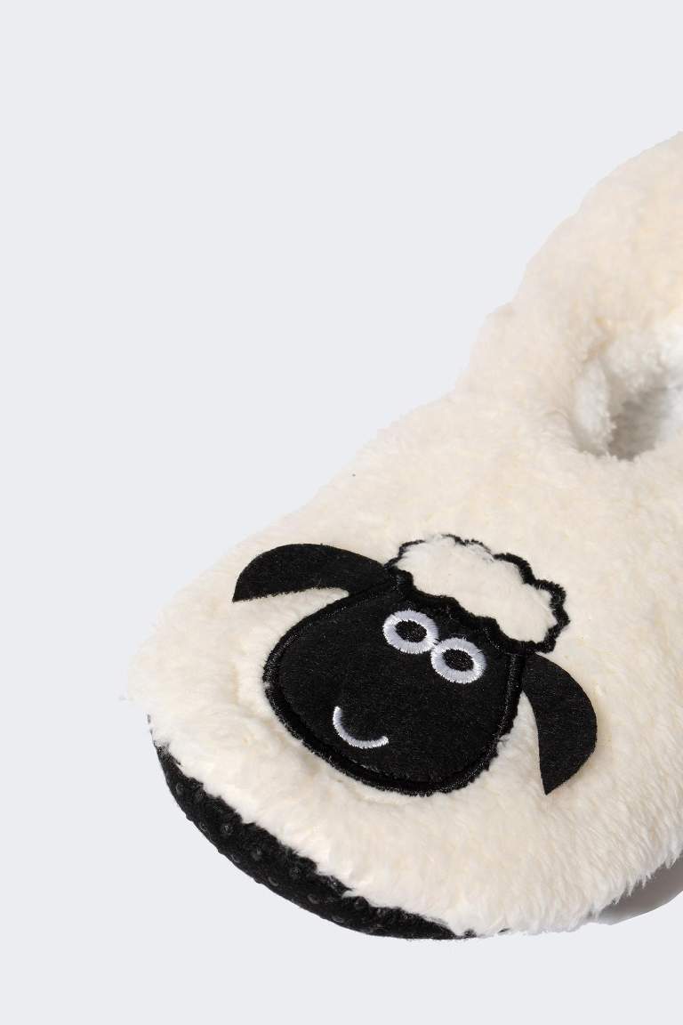 Woman Lamb Themed Plush Home Slippers