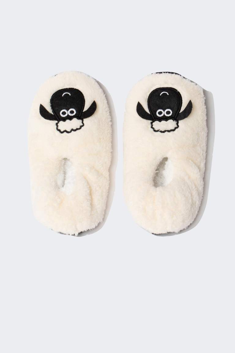 Woman Lamb Themed Plush Home Slippers