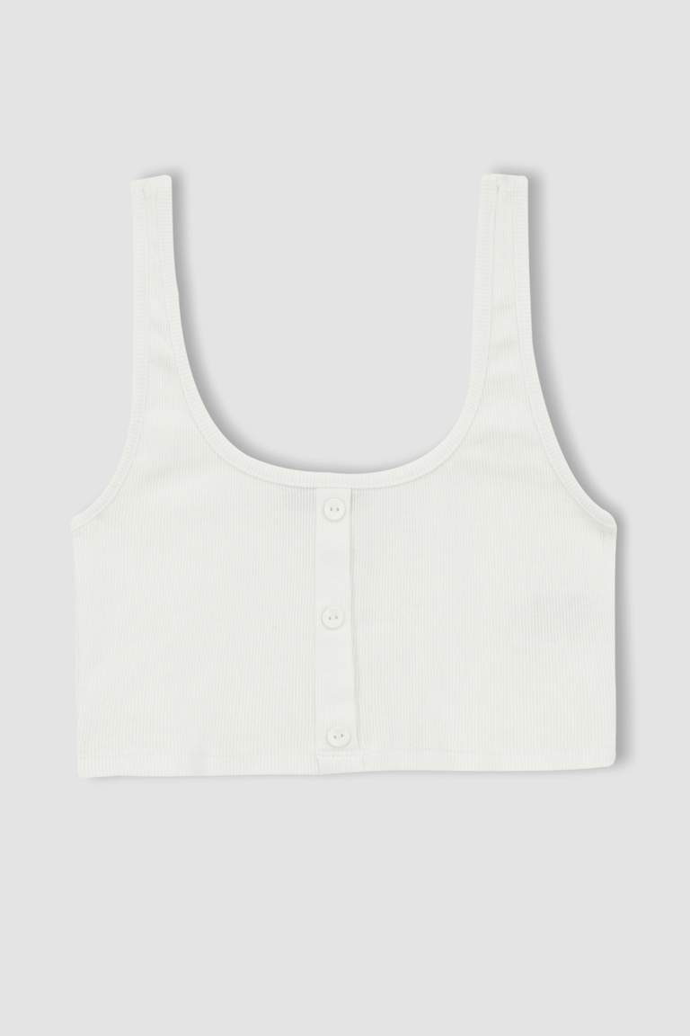 Coool Strap Cotton Buttoned Crop Top