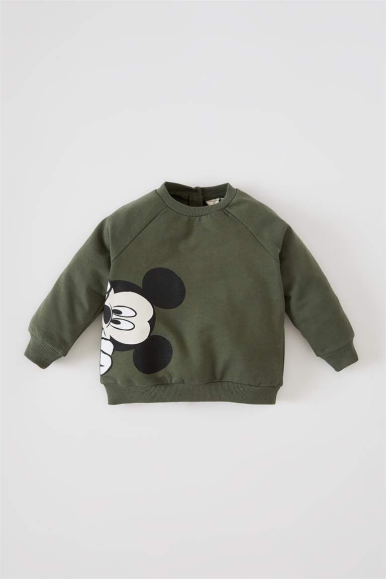 Babyhug Full Sleeves Sweatshirt Mickey Mouse Graphic & Print at Sleeves- Green