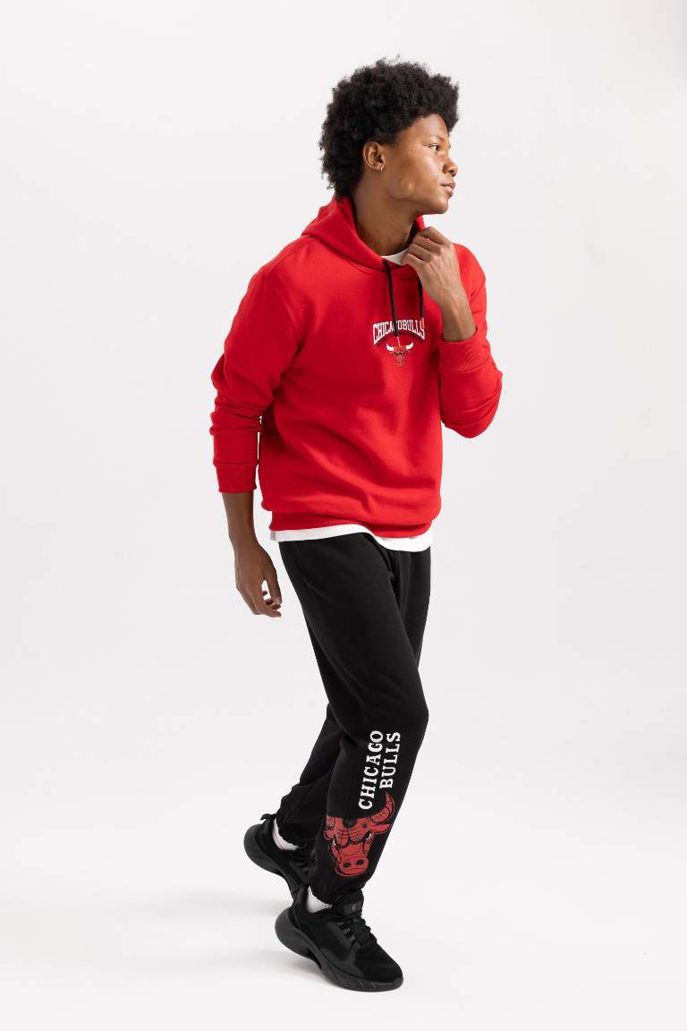 DeFactoFit Jogger Eşofman Altı NBA Chicago Bulls Oversize Geniş Kalıp Beli Bağcıklı Lastikli Paça