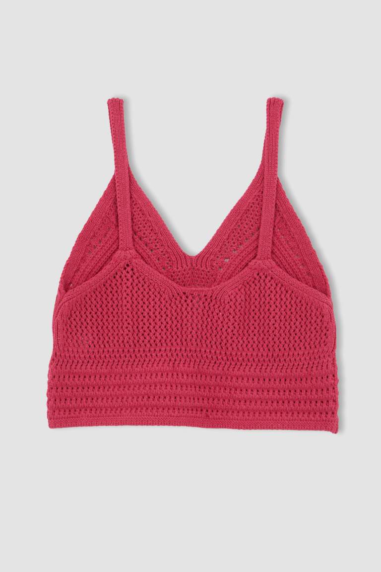 V-Neck Strap Slim Fit Knit Knitwear Crochet Singlet