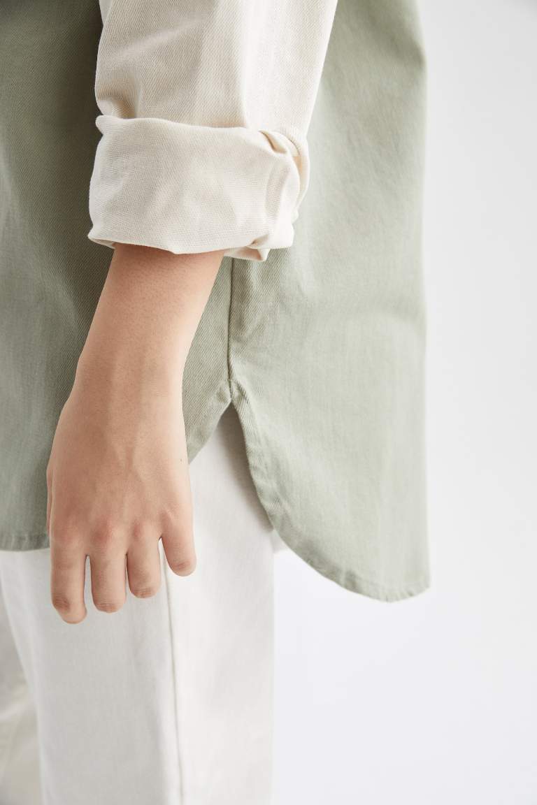 Oversize Fit Renk Bloklu Oduncu Gömlek Ceket