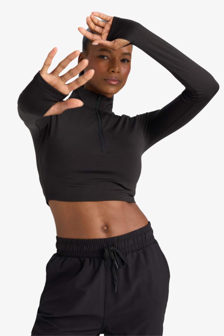 DeFactoFit Slim Fit Zippered Sports Stretch Fabric T-Shirt