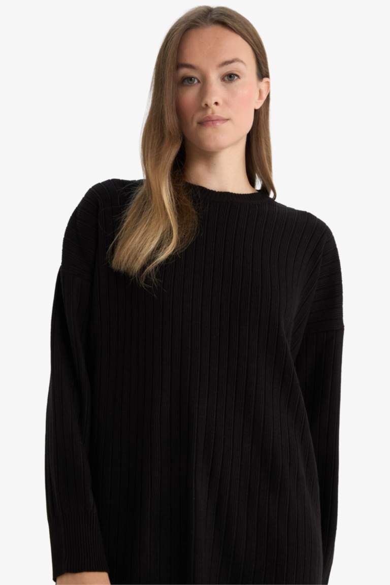 Regular Fit Half Turtleneck Long Sleeve Midi Dress