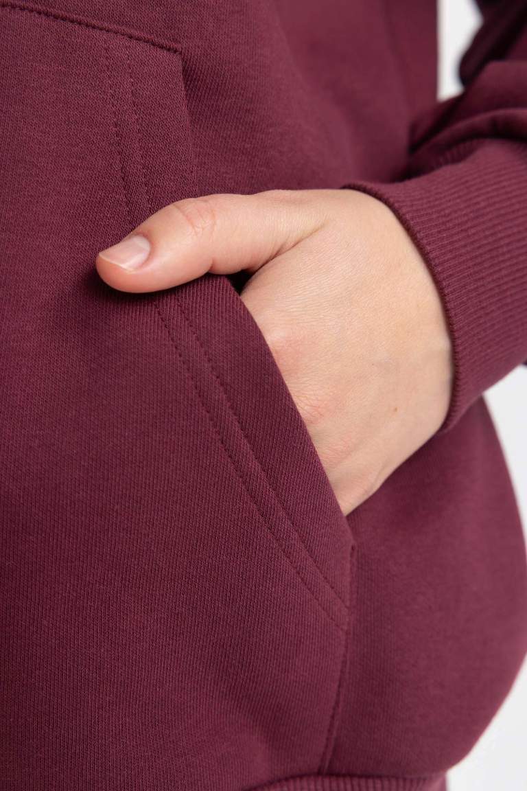 Bordeaux WOMAN Relax Fit Hooded Thick Sweatshirt Fabric Sweatshirt ...