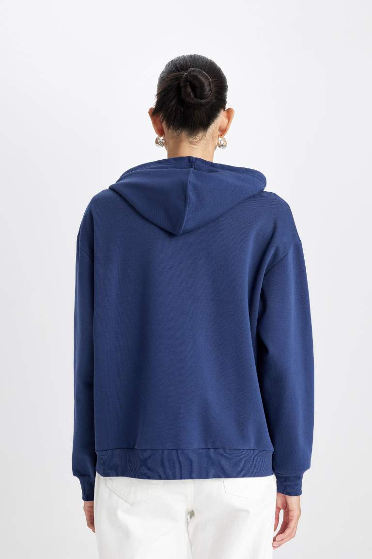 Relax Fit Hooded Thick Basic Sweatshirt