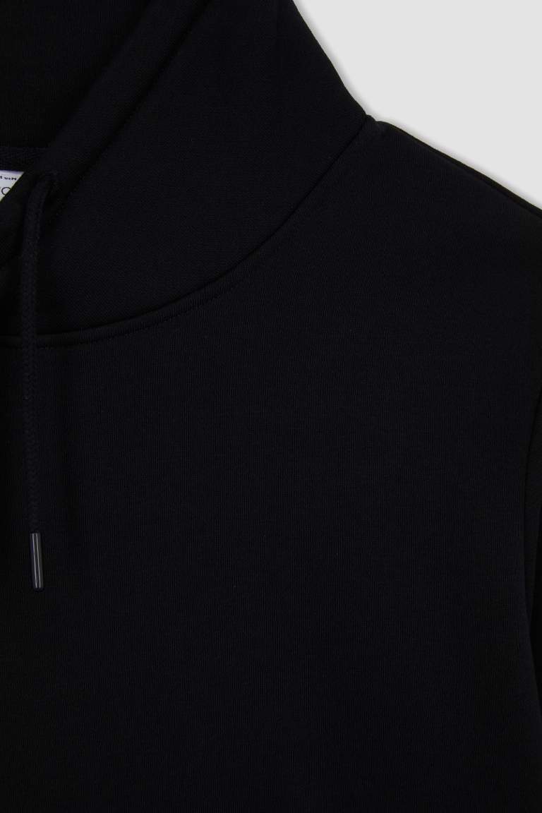 Regular Fit Şal Yaka Kalın Basic Düz Sweatshirt