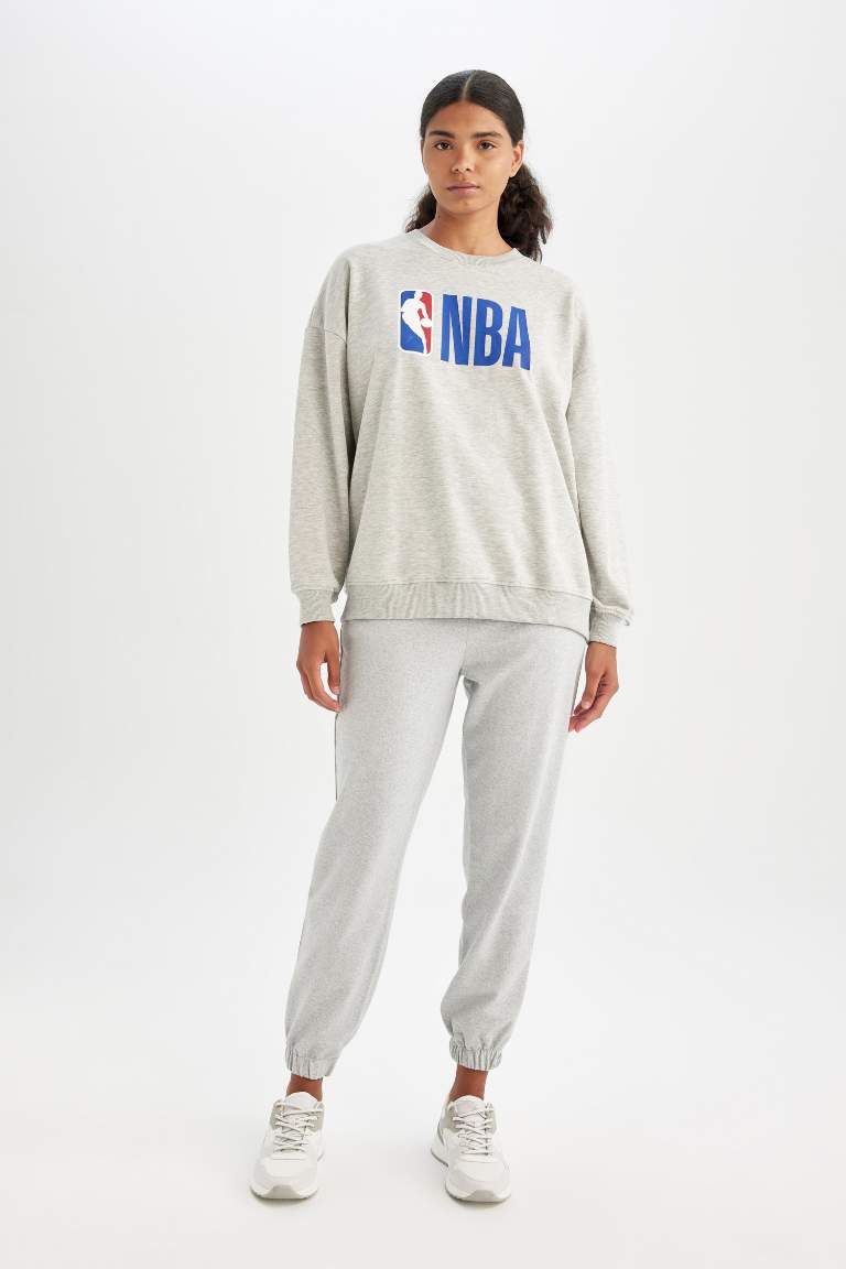 DeFactoFit NBA Oversize Geniş Kalıp Bisiklet Yaka Sweatshirt