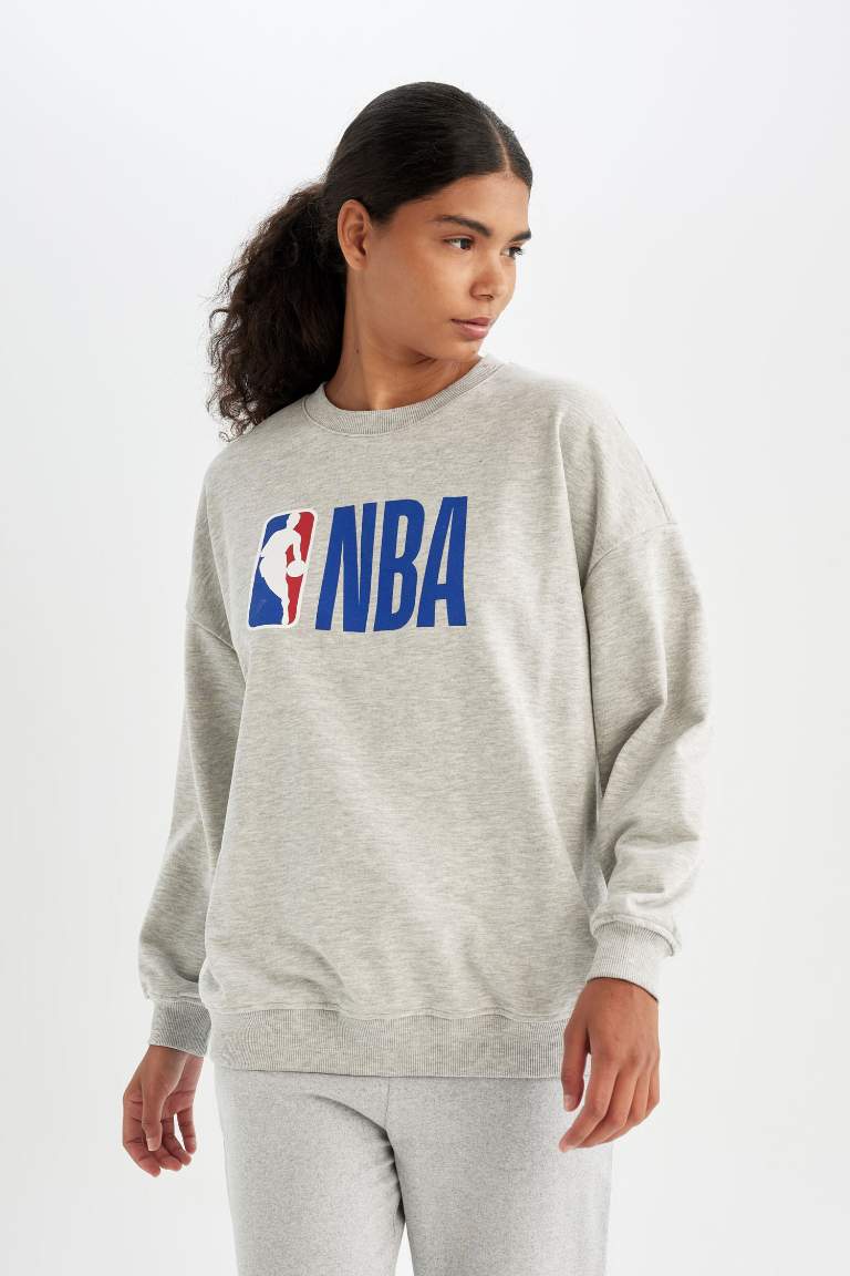 DeFactoFit NBA Oversize Geniş Kalıp Bisiklet Yaka Sweatshirt