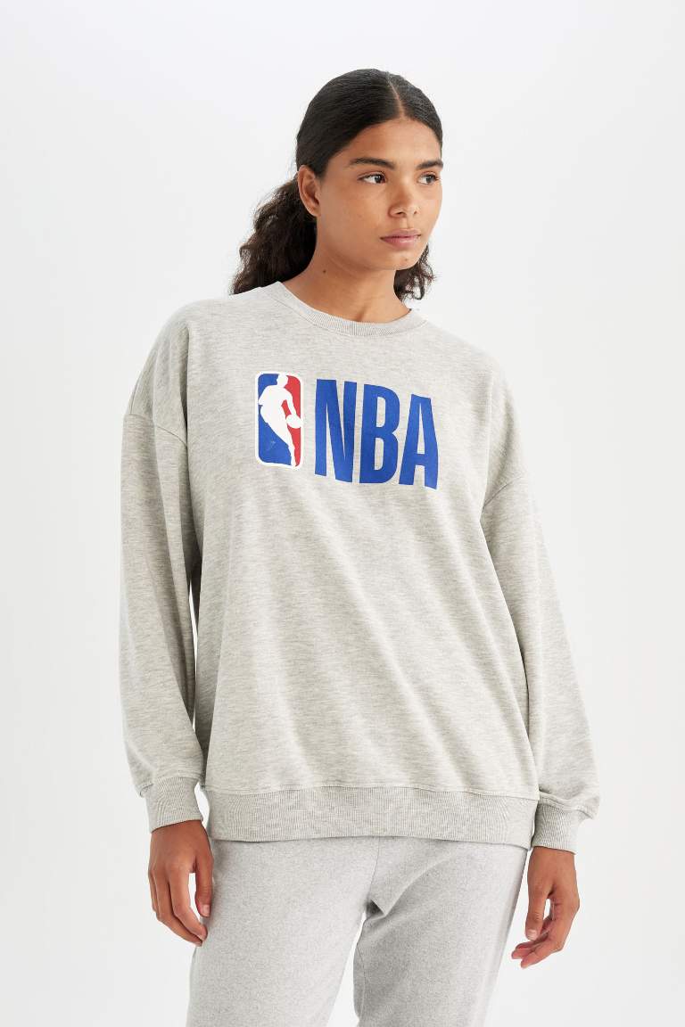 DeFactoFit NBA Oversize Geniş Kalıp Bisiklet Yaka Sweatshirt