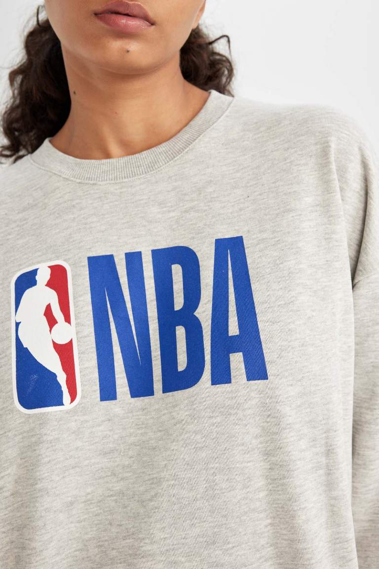 DeFactoFit NBA Oversize Geniş Kalıp Bisiklet Yaka Sweatshirt