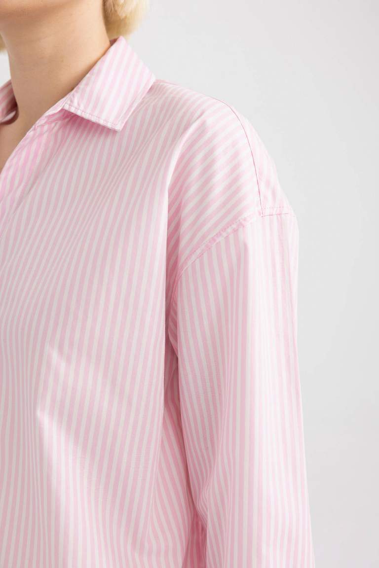 Oversized Fit Poplin Long Sleeve Shirt