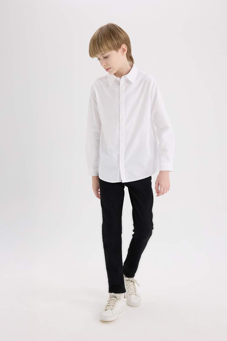 Boy Polo Neck Oxford Long Sleeve Shirt