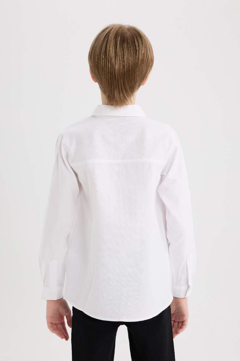 Boy Polo Neck Oxford Long Sleeve Shirt