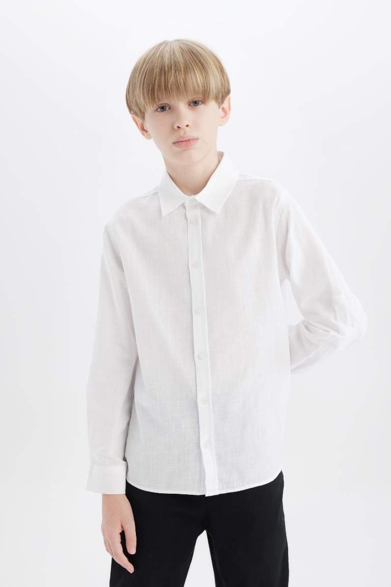 Boy Regular Fit Linen Look Shirt