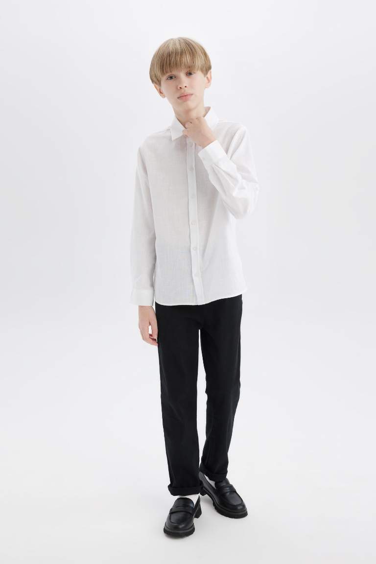 Boy Regular Fit Linen Look Shirt