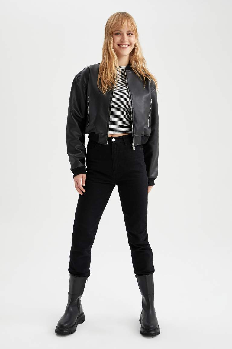 Regular Fit Su İtici Suni Deri Ceket