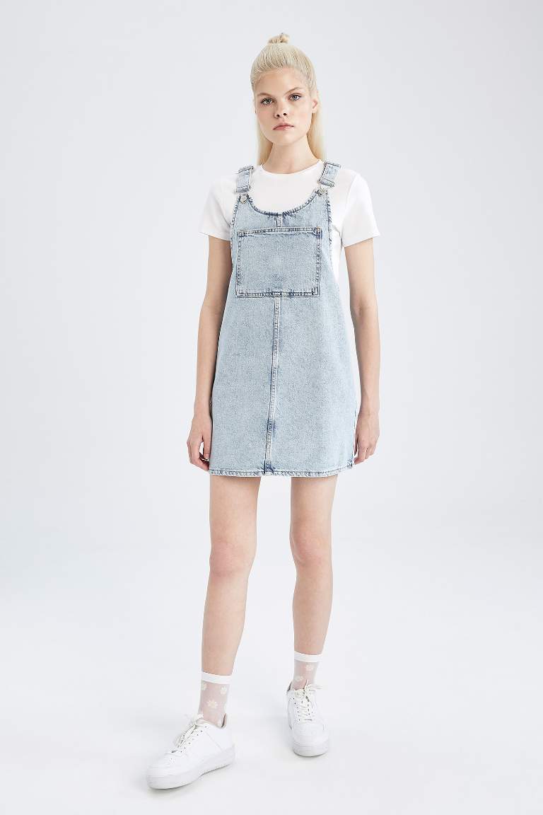 Salopet Jean Mini %100 Pamuk Elbise