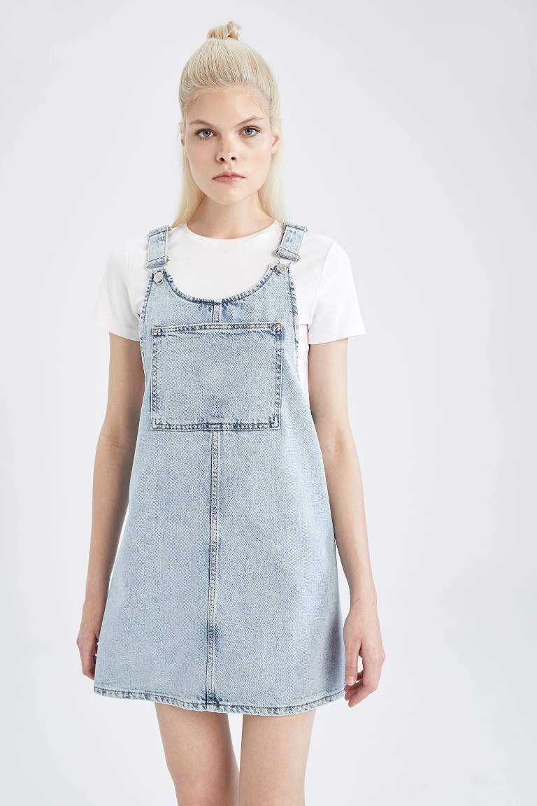 Salopet Jean Mini %100 Pamuk Elbise