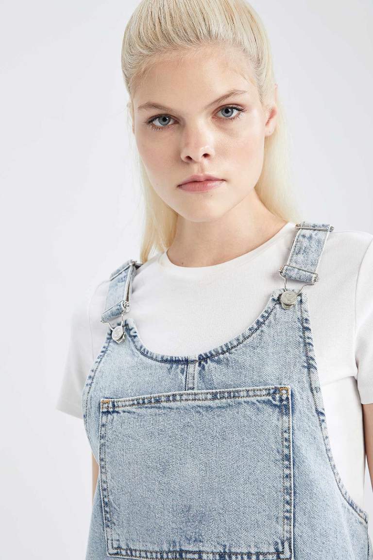 Salopet Jean Mini %100 Pamuk Elbise