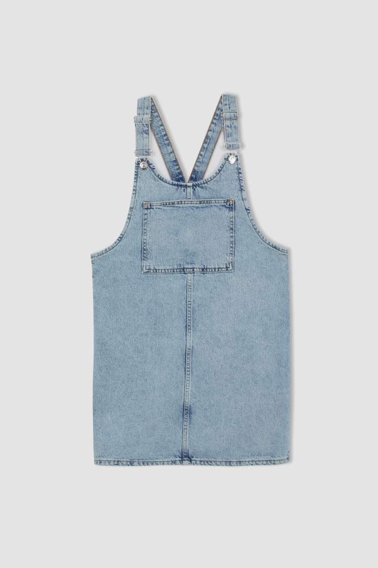Salopet Jean Mini %100 Pamuk Elbise