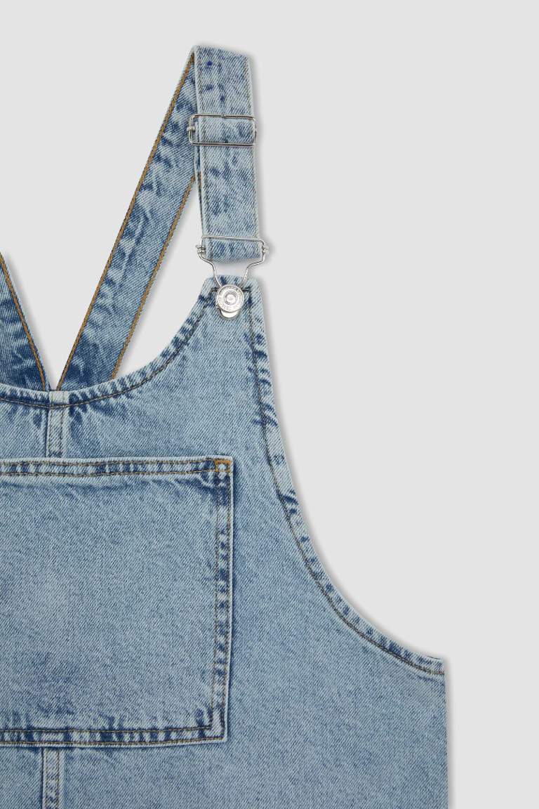 Salopet Jean Mini %100 Pamuk Elbise