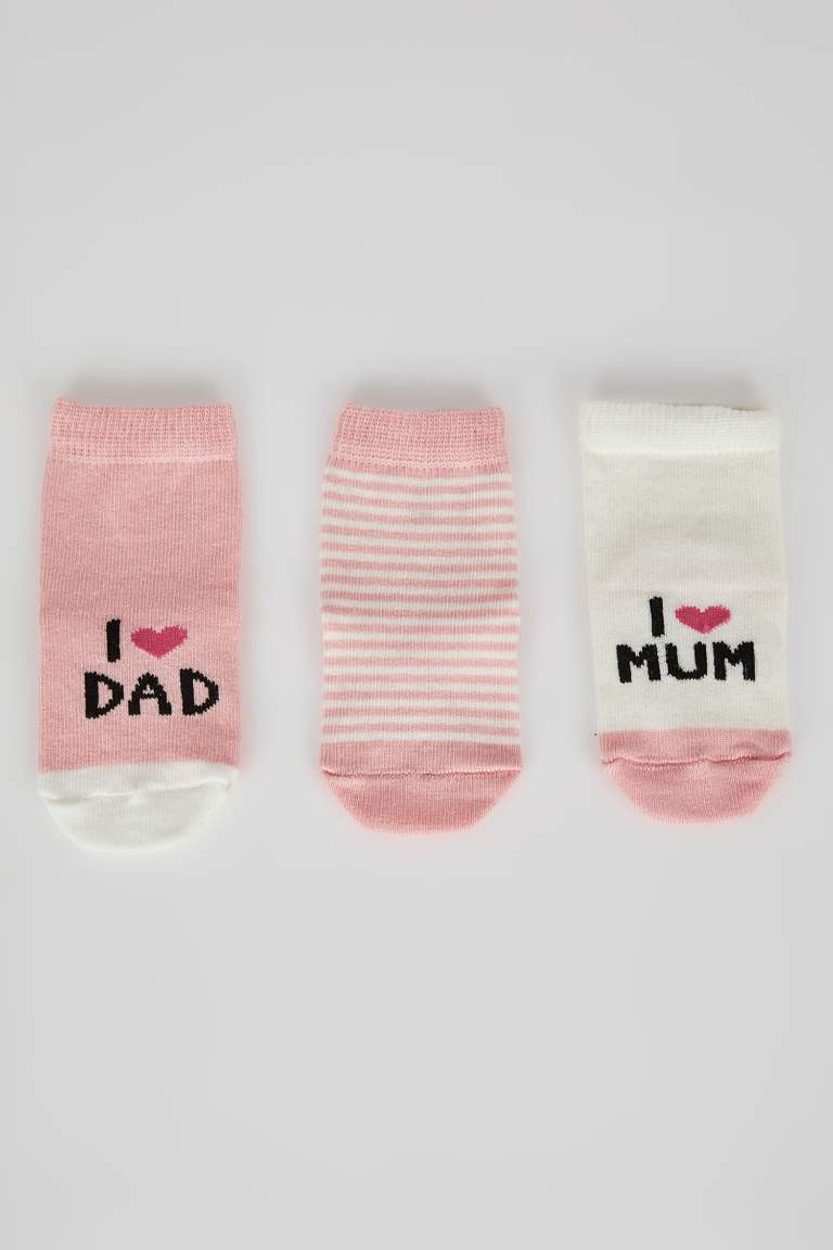 Lot de 3 paires de chaussettes longues en coton à semelle antidérapante pour bébé fille