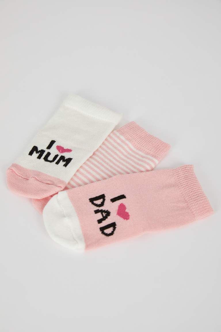 Lot de 3 paires de chaussettes longues en coton à semelle antidérapante pour bébé fille