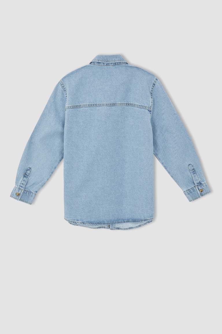 Erkek Çocuk Regular Fit Çift Cepli Uzun Kollu Jean Gömlek