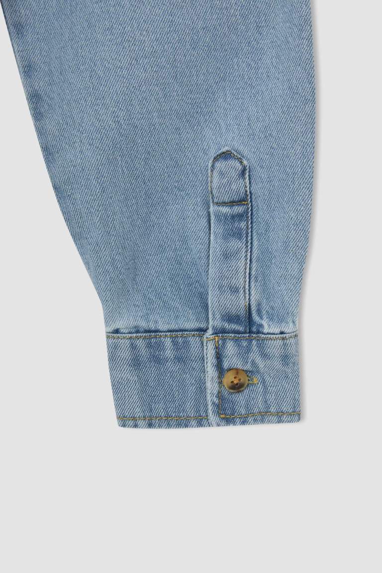 Erkek Çocuk Regular Fit Çift Cepli Uzun Kollu Jean Gömlek