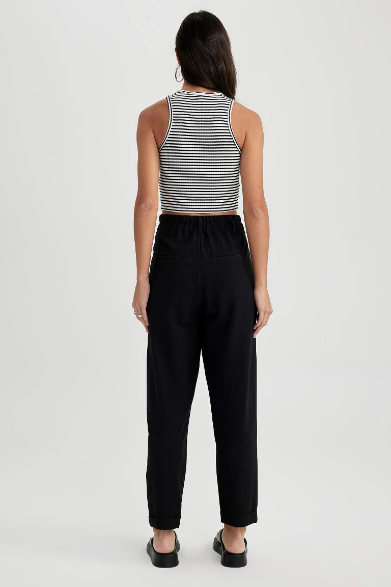 Slouchy Linen Blend Ankle Length Trousers