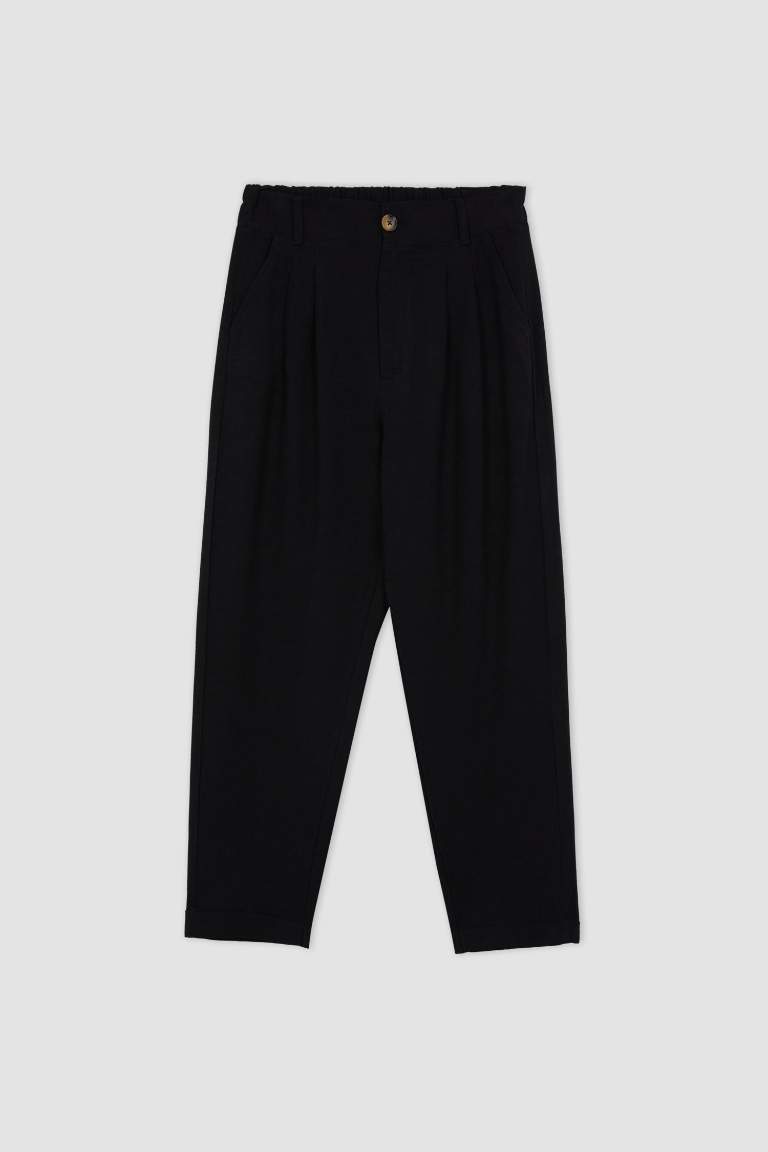 Slouchy Linen Blend Ankle Length Trousers