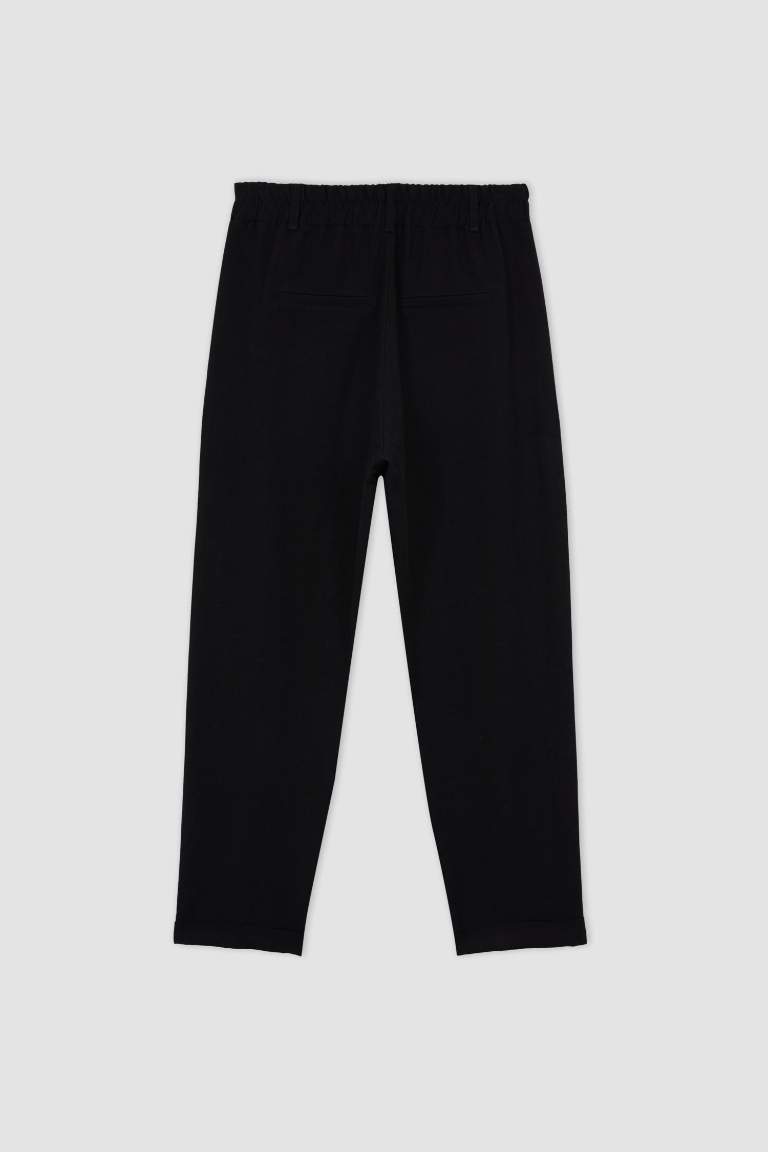 Slouchy Linen Blend Ankle Length Trousers