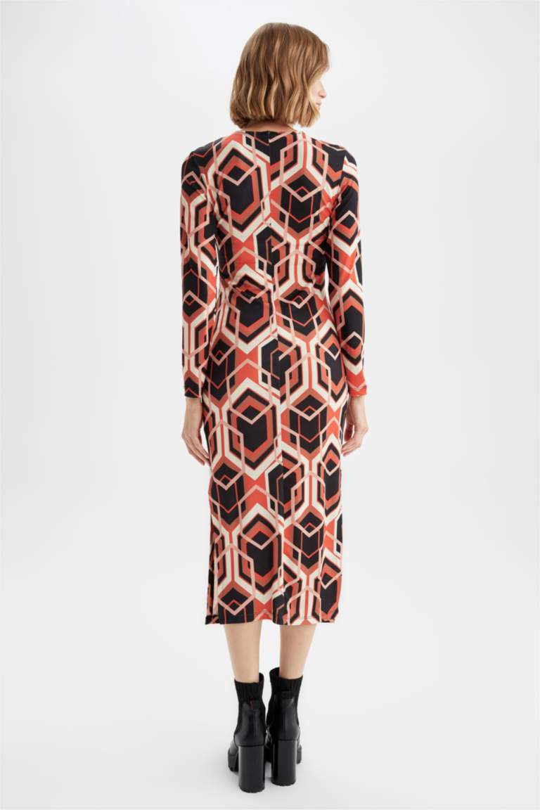 Blouse Caroll Noire Manches Longues – Motif Géométrique – Taille 44