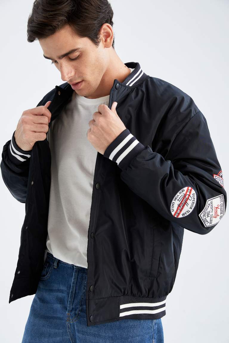 Oversize Geniş Kalıp Kolej Yaka Bomber Mont